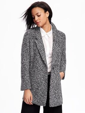 GAP Black & White Bouclé Pea Coat